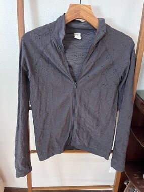 Fabletics Charcoal Eyelet Zip-Up Jacket